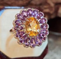 ST.SILB 925° EDELCITRINST\AMETHYSTRING MP,  DM 19, 8Carat
